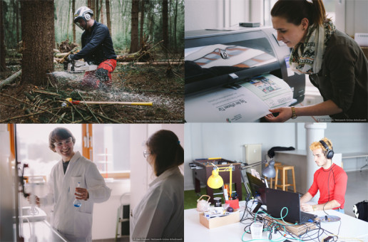 Collage die gr&uuml;ne Berufsfelder zeigt