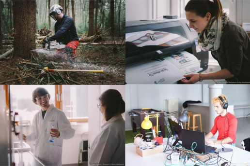 Collage die grüne Berufsfelder zeigt