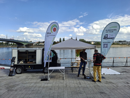 Das Klimamobil bei der Er&ouml;ffnung der neuen Rheinpromenade am 12.09.2026. Foto: (c) WILA Bonn